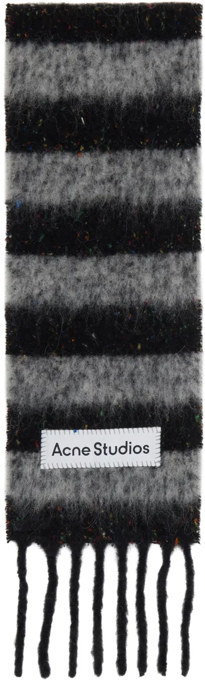 Acne Studios Black & Gray Striped Scarf