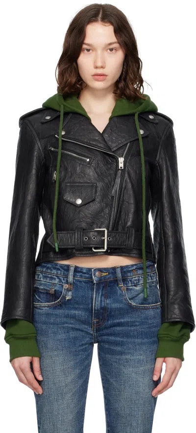 Acne Studios Black & Green Layered Leather Jacket