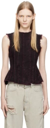 Acne Studios Black & Purple Frayed Denim Tank Top In Cqo Black/wine Red