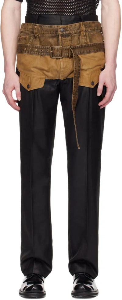 Acne Studios Black & Tan Belted Trousers In Z33 Black/black
