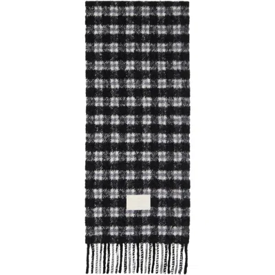 Acne Studios Black & White Check Fringed Scarf