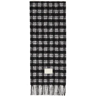 Acne Studios Black & White Checked Logo Scarf In Al4 White/black