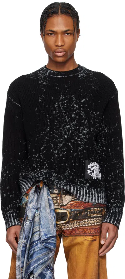 Acne Studios Black & White Crew Neck Sweater In 900 Black