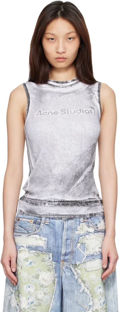 Acne Studios Black & White Layered Logo Tank Top In Gray