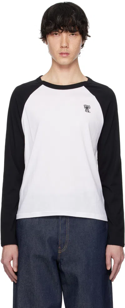 Acne Studios Black & White Regular-fit Long Sleeve T-shirt In 183 Optic White