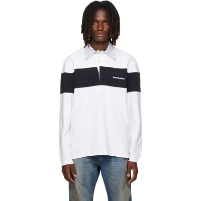 Acne Studios Polo Sweatshirt Cotton Jersey Relaxed Fit In White