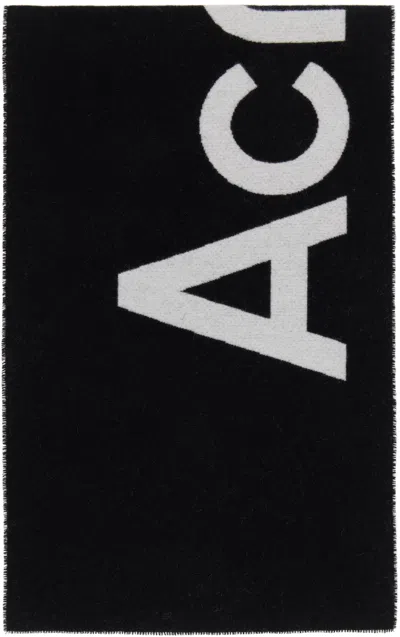 Acne Studios Black & White Toronty Logo Contrast Scarf In J83 Black/white
