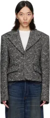 Acne Studios Black & White Tweed Blazer In Gray