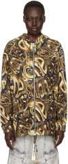Acne Studios Black & Yellow Hooded Logo Jacket In Bw8 Black/gold