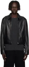 Acne Studios Black Belted Leather Jacket In Black