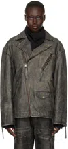 Acne Studios Black Biker Leather Jacket In 900 Black