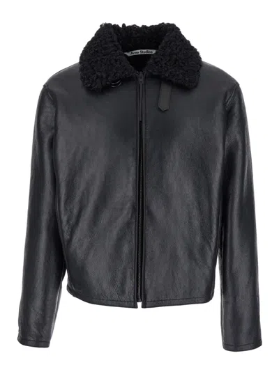 ACNE STUDIOS BLACK BOMBER JACKET