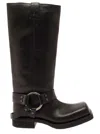 Acne Studios Black Boots With Buckle And Logo In Leather Woman In Multicolor