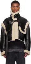 Acne Studios Shearling Buckled Jacket In 900 Black