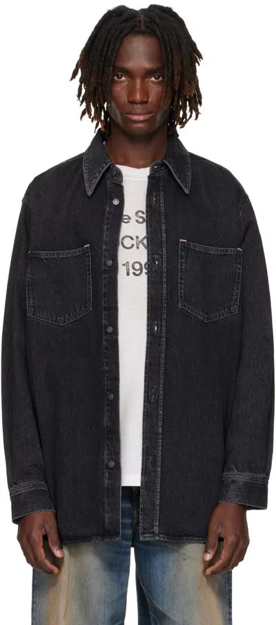 ACNE STUDIOS BLACK BUTTON-UP DENIM SHIRT