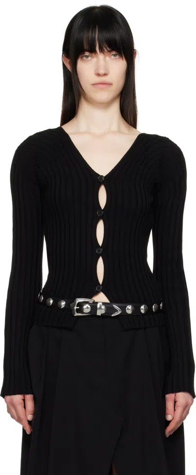 Acne Studios Black Button-up Rib Cardigan In 900 Black