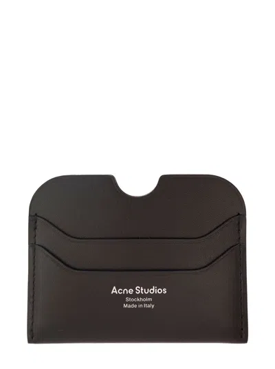 Acne Studios Black Card Holder With Laminated Logo At The Front In Smooth Leather Donna In Multicolor