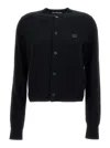 Acne Studios Face-patch Wool Cardigan In Black