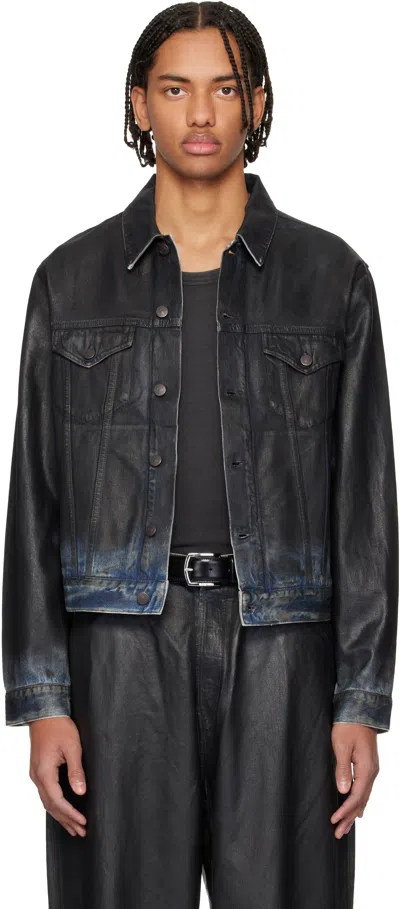 Acne Studios Black Coated Denim Jacket