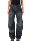 Acne Studios Glossy Trousers With Belt Loops And Stitching In Black