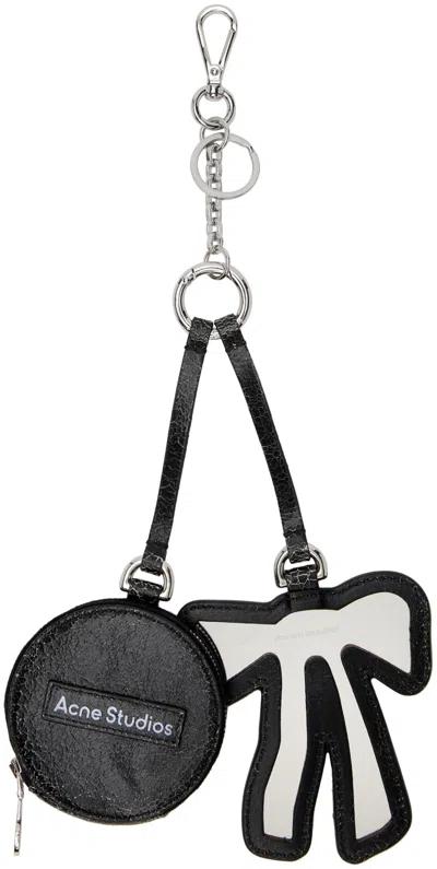 Acne Studios Black Coin Wallet & Bow Mirror Keychain In 900 Black
