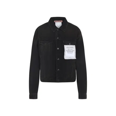 ACNE STUDIOS BLACK COTTON CORDUROY JACKET WITH ADJUSTABLE WAIST AND FLAP POCKETS