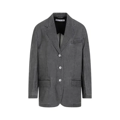 Acne Studios Black Cotton Jacket In Grey