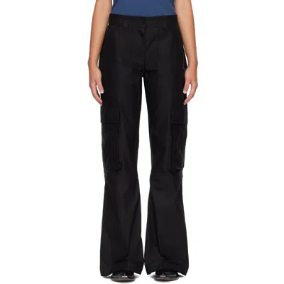 Acne Studios Black Cotton Satin Cargo Trousers In 900 Black