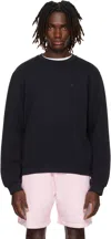 Acne Studios Black Crewneck Fleece Sweatshirt In Blue
