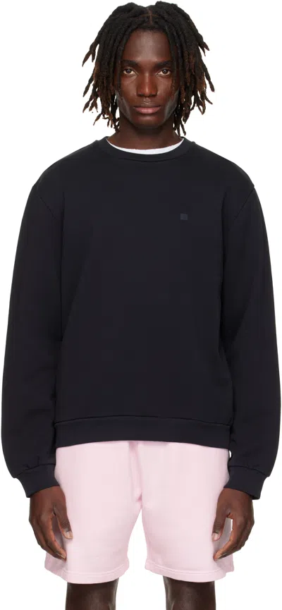 Acne Studios Black Crewneck Fleece Sweatshirt In Blue