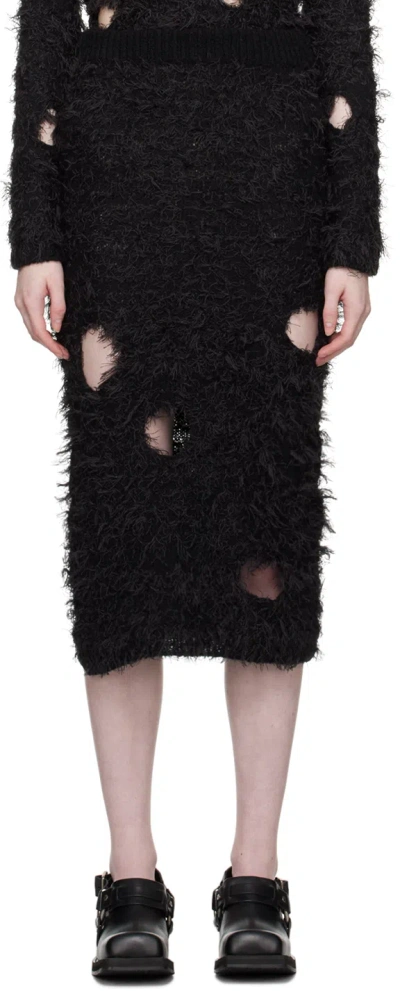 Acne Studios Black Cutout Midi Skirt In 900 Black
