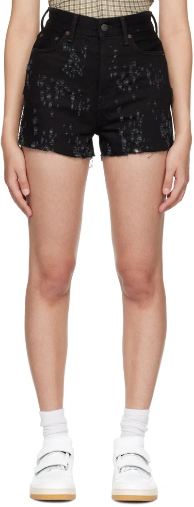 Acne Studios Distressed Denim Shorts In Black
