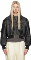 Acne Studios Distressed Leather Bomber Jacket In 900 Black