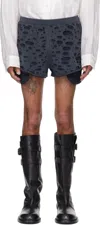 Acne Studios Black Distressed Shorts In Bm0 Faded Black