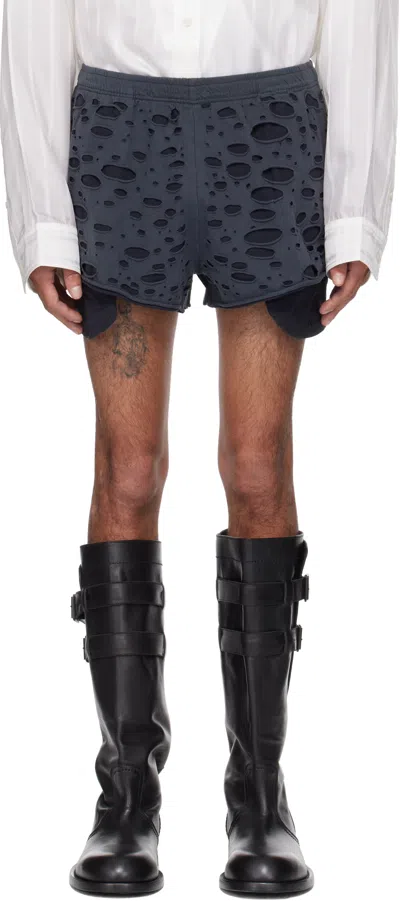 Acne Studios Black Distressed Shorts In Bm0 Faded Black