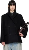 Acne Studios Black Double-breasted Wool Coat In 900 Black