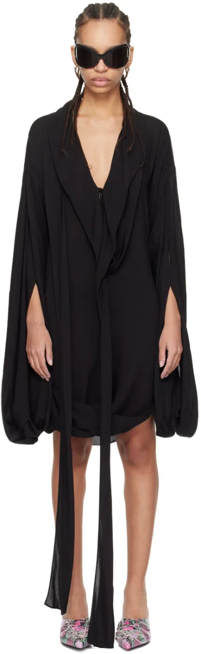 Acne Studios Black Draped Minidress In 900 Black