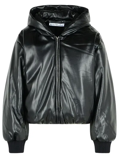 Acne Studios Black Eco Leather Bomber Jacket Women