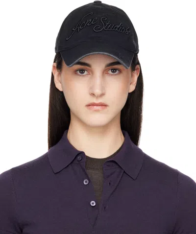 Acne Studios Black Embroidered Logo Cap
