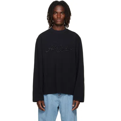 Acne Studios Black Embroidered Logo T-shirt
