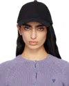 Acne Studios Black Embroidered-logo Cap In Black