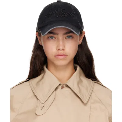 Acne Studios Black Embroidered-logo Cap In 900 Black