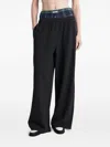 Acne Studios Straight Trousers With Elasticated Waistband And Plaid Panel In Black