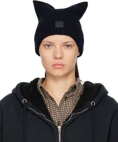 Acne Studios Black Face Logo Square Beanie