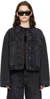 Acne Studios Black Faded Denim Jacket In 900 Black