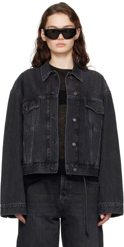 Acne Studios Black Faded Denim Jacket In 900 Black