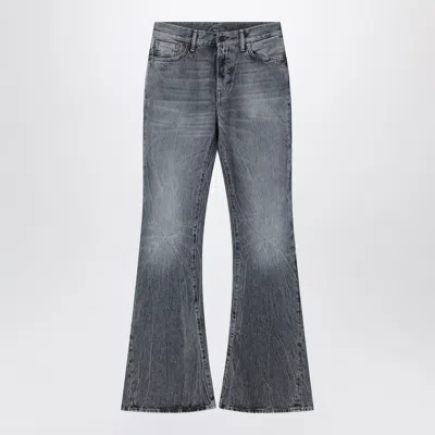 Acne Studios Logo Patch Faded Flared Jeans In Gray
