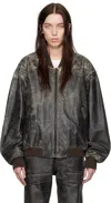 Acne Studios Black Faded Leather Jacket In 900 Black