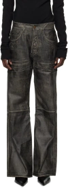 Acne Studios Black Faded Leather Pants In 900 Black