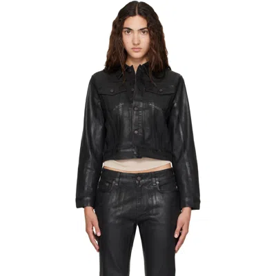 Acne Studios Black Fitted Denim Jacket In 900 Black
